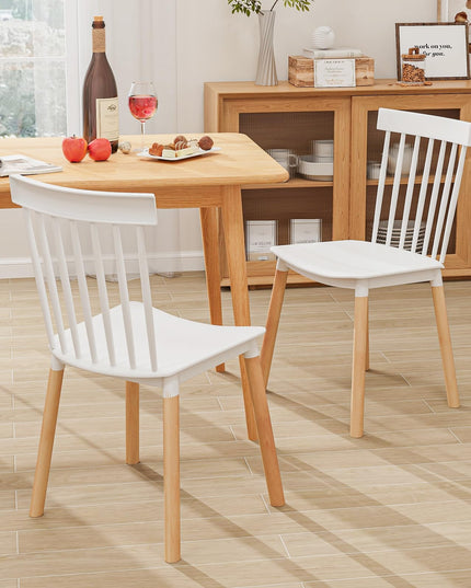 Giantex Set of 4 Windsor Dining Chairs White, Modern Kitchen Chairs w/Spindle Backs & Curved Seats