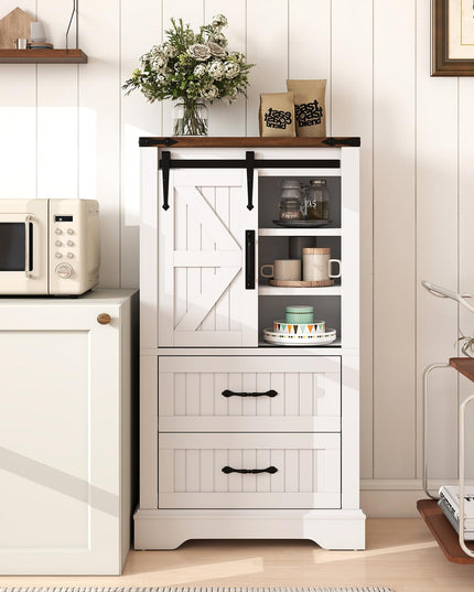 Giantex Bathroom Storage Cabinet w/Sliding Barn Door for Living Room