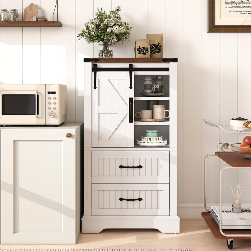 Giantex Bathroom Storage Cabinet w/Sliding Barn Door for Living Room