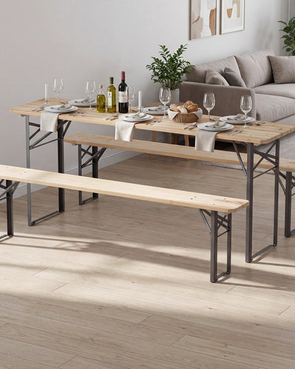 Giantex 3-Piece Folding Solid Wood Picnic Table with Benches Set for 4 (70")