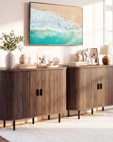 Giantex 47'' Fluted Sideboard Buffet Cabinet with Tambour Sliding Doors