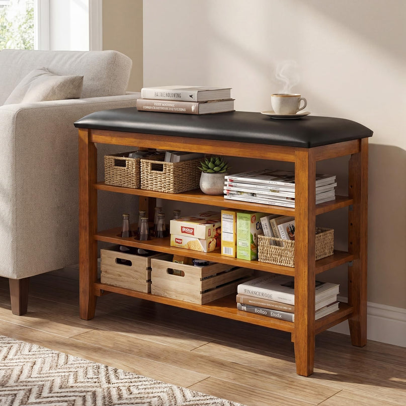 Giantex 4-Tier Shoe Rack Bench with Adjustable Shelves