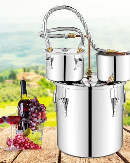 Giantex 5 or 10 Gal Alcohol Still, 3 Pots Stainless Steel Water, Alcohol, Oil Distiller Kit with Built-in Thermometer