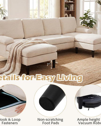 Giantex Sectional Couch for Living Room | U-Shaped Sofa with Double Chaise