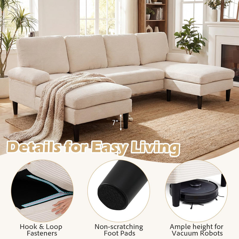 Giantex Sectional Couch for Living Room | U-Shaped Sofa with Double Chaise