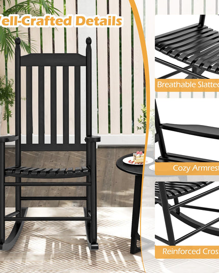 Giantex Outdoor Rocking Chair Set, All Weather Patio Rocker w/Solid Rocking Base & High-Back