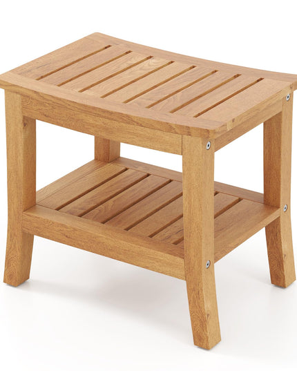 Teak Shower Bench with Shelf