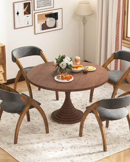 Giantex Wooden Dining Chairs, Upholstered Kitchen Chairs w/Arched Rubber Wood Legs