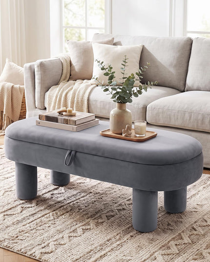 GIANTEX 41" Oval Ottoman with Storage and Upholstered Seat