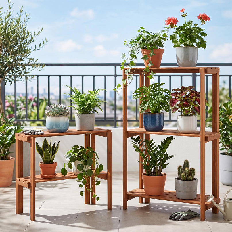 Giantex Foldable Plant Shelf for Garden Patio Balcony