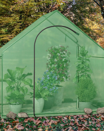 Giantex 6x3x5.5 FT Mini Walk-in Greenhouse, with Roll-up Zippered Door & Window, Overlong PE Cover