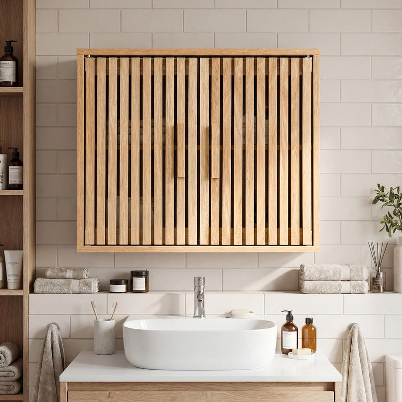 Giantex Bathroom Wall Cabinet Wall Mounted Wooden Medicine Cabinet