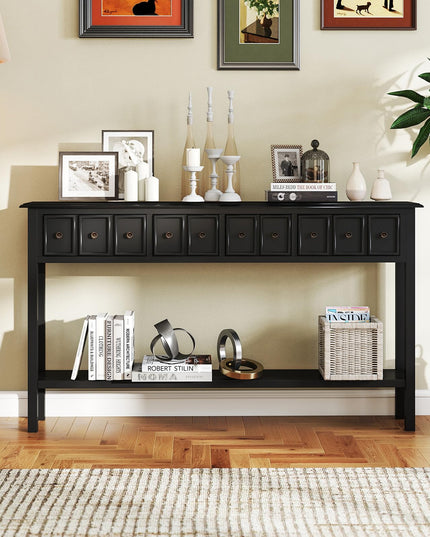 Giantex 60" Entryway Table with 4 Drawers and Open Storage Shelf