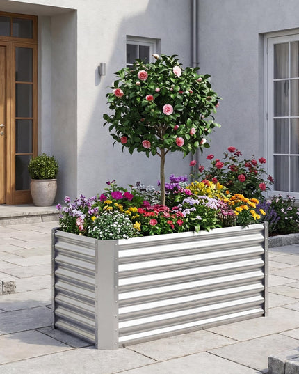 Giantex 4 x 2 x 2 FT Galvanized Rectangular Raised Garden Bed with Open-Ended Base (1/2)
