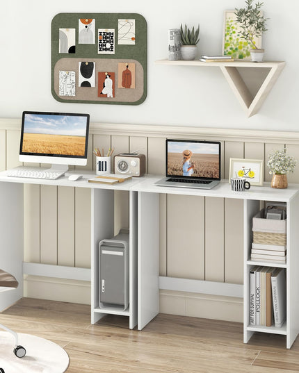 Giantex Small Desk, Compact Study Writing Desk with 3-Position Adjustable Shelf, Anti-Toppling Kit