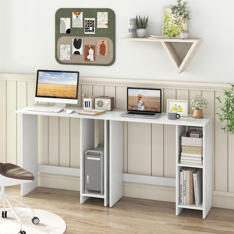 Giantex Small Desk, Compact Study Writing Desk with 3-Position Adjustable Shelf, Anti-Toppling Kit