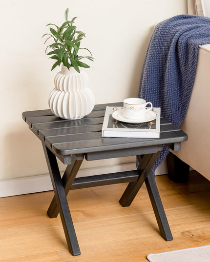 Giantex Outdoor Folding Side Table - Foldable Weather-Resistant HDPE Adirondack Table