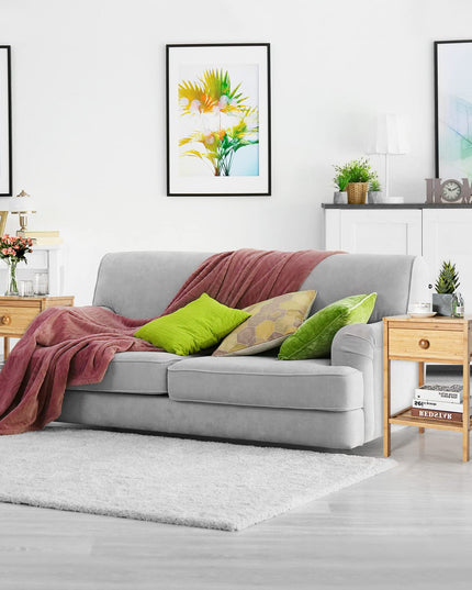 Giantex Nightstand Bamboo Bedside Table with Drawer, Open Shelf, Multifunctional Side Table