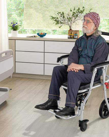Giantex Bedside Commode Wheelchair for Toilet - Foldable Shower Chair with Arms, Lockable Casters