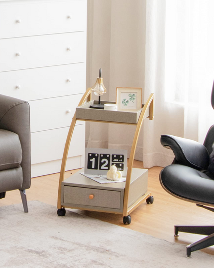 Giantex Rolling Side Table, 2-Tier End Table w/Drawer