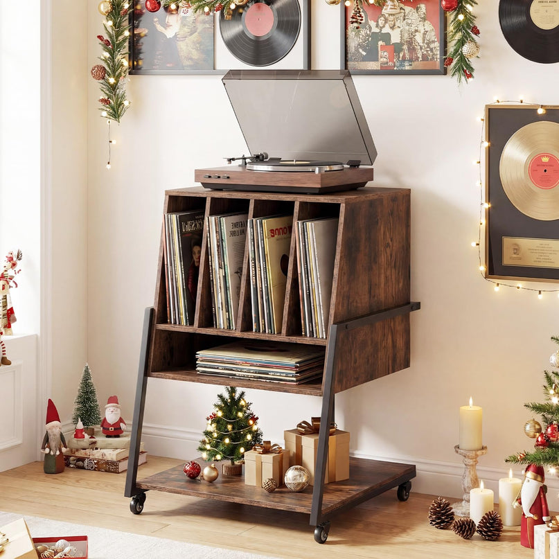 Giantex Record Player Stand on Wheels 3-Tier Turntable Stand