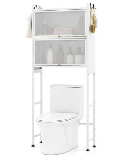 Armoire de rangement Giantex au-dessus des toilettes avec 2 portes cannelées basculantes