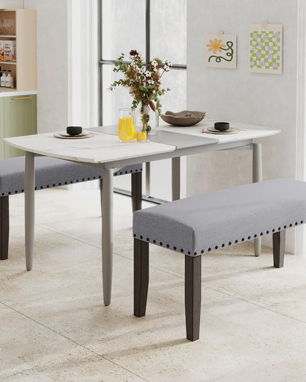 Giantex 42.5” Upholstered Entryway Bench, Set of 1/2 Dining Bench with Nailhead Trim
