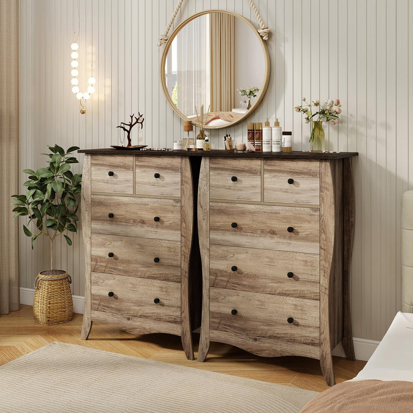 Giantex Storage Cabinet with Foldable & Detachable Fabric Drawers, Anti-Tipping Kit, 26.5” x 15” x 38” Farmhouse Floor Cabinet