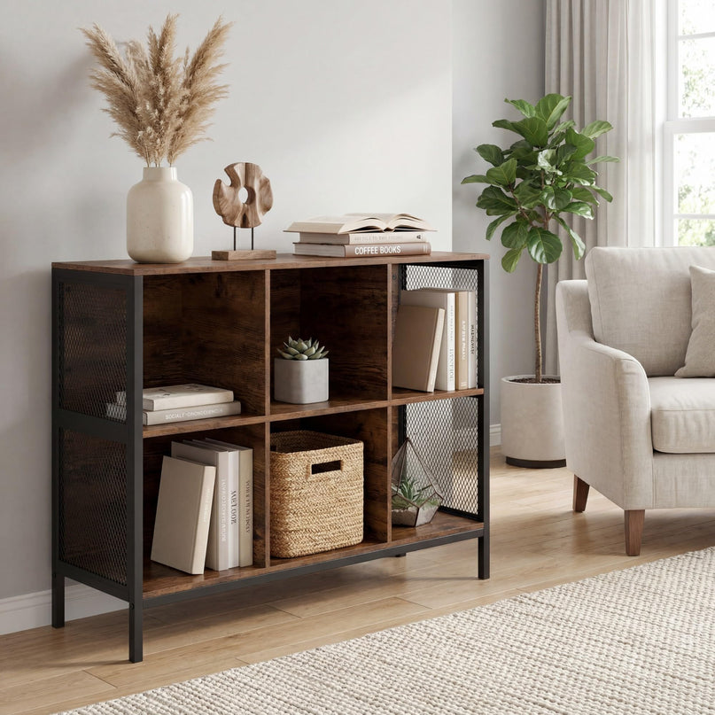Giantex 42" Wide Bookcase with 6 Cubes
