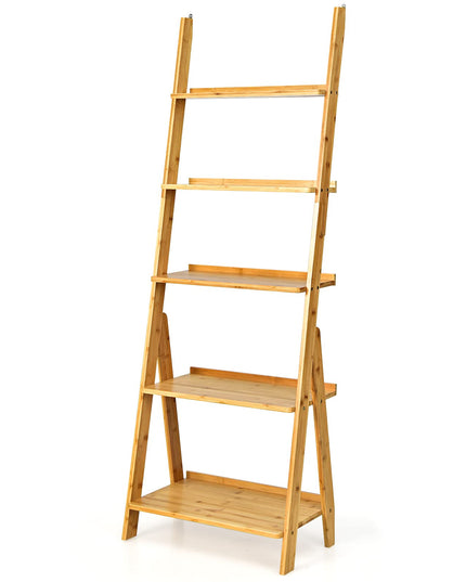 Giantex 5-Tier Ladder Shelf, Multipurpose Freestanding Display Leaning Storage Shelves