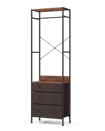 Giantex Clothes Rack with Drawers - Clothing Rack w/ 3-position Hanging Rod, Storage Shelves