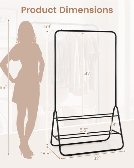 Giantex Heavy Duty Clothes Rack with Hanging Rod and Storage Shelves