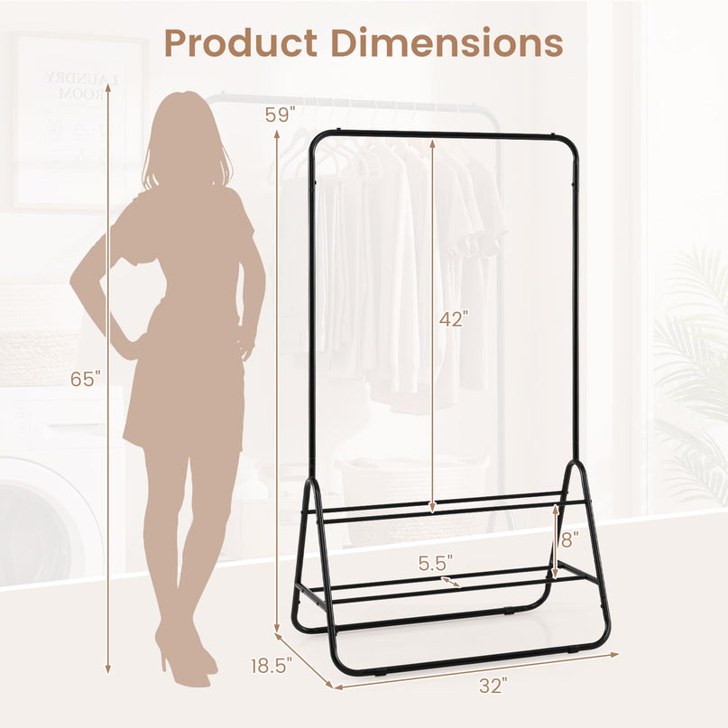 Giantex Heavy Duty Clothes Rack with Hanging Rod and Storage Shelves