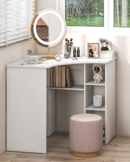 Giantex Corner Desk with Storage, 34" W x 30.5" H Small Computer Desk with Adjustable Shelves