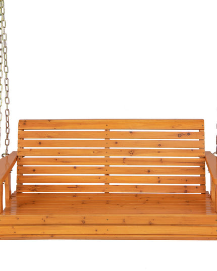 Giantex Wooden Porch Swing 2 Seat - Outdoor Swinging Chairs