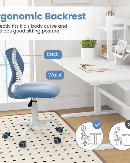 Giantex Kids Desk Chair, Children Armless Study Chair with Adjustable Height, for Girls Boys Teens