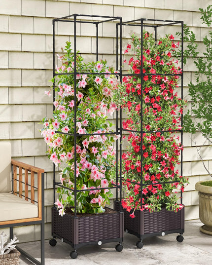 Giantex Raised Garden Bed with Tomato Cages, 67” Adjustable Height