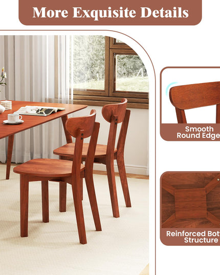 Giantex Wooden Dining Chairs, Kitchen Chairs w/Curved Backrest & Solid Rubber Wood Frame