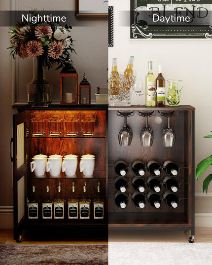 Giantex Wine Bar Cabinet with LED Light for Dining Room Living Room