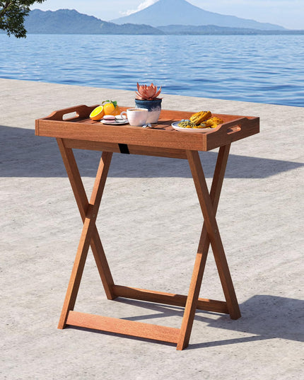 Giantex Outdoor Side Table with Removable Tray Top