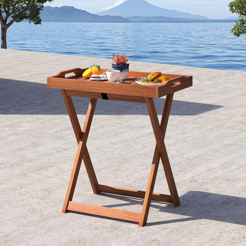 Giantex Outdoor Side Table with Removable Tray Top