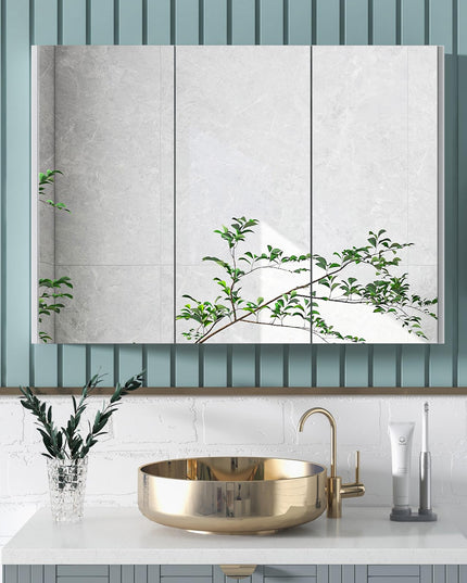 Giantex Bathroom Medicine Cabinet with Mirror - Extra Large Wall Mounted Cabinet with 3 Frameless Mirrored Doors