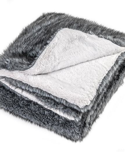 Giantex Faux Fur Throw Blanket Faux Wolf Fur Blankets