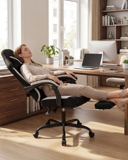 Fauteuil de gaming ergonomique et réglable avec repose-tête, repose-pieds et pivotement à 360°