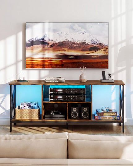 Giantex TV Stand with LED Lights & Power Outlets for 65 Inch TV