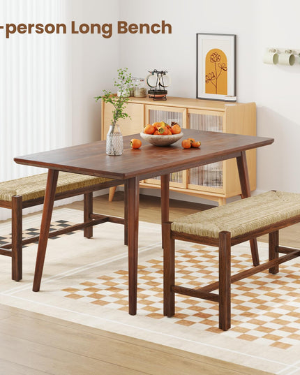 Giantex Dining Bench with Woven Seagrass Woven Seat