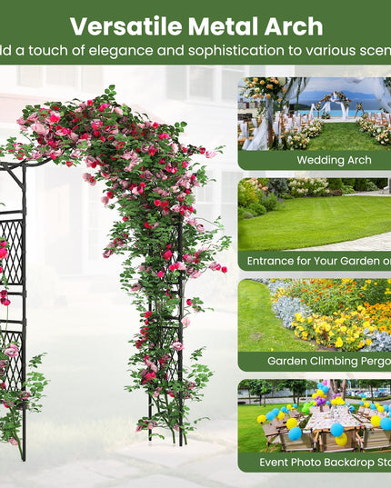 Giantex Arche de Jardin Treillis 170cm(L) x 211cm(H) Tonnelle Métallique avec Tubes en Acier Ondulé Revêtu de PE & Panneaux en Treillis