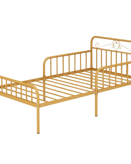 Giantex Metal Twin Bed Frames for Kids, Heavy Duty Metal Platform Bed Frame with Headboard & Safety Guardrails