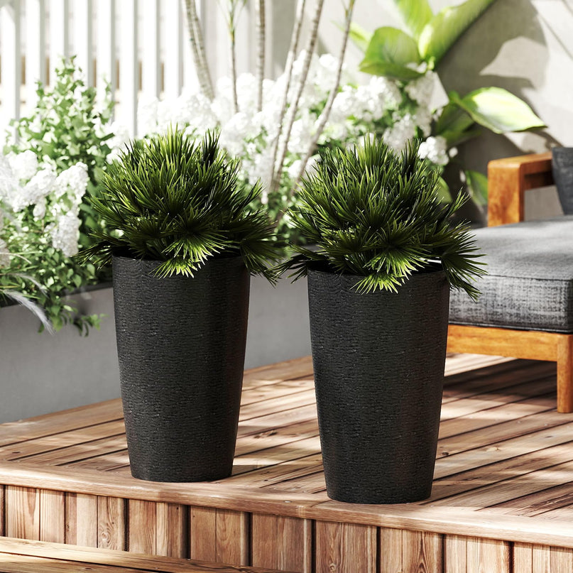 Giantex 21” Tall Plastic Planters Set of 2 for Front Porch Home Garden