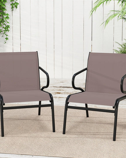 Giantex All Weather Patio Chairs with Ergonomic Backrests & Armrests